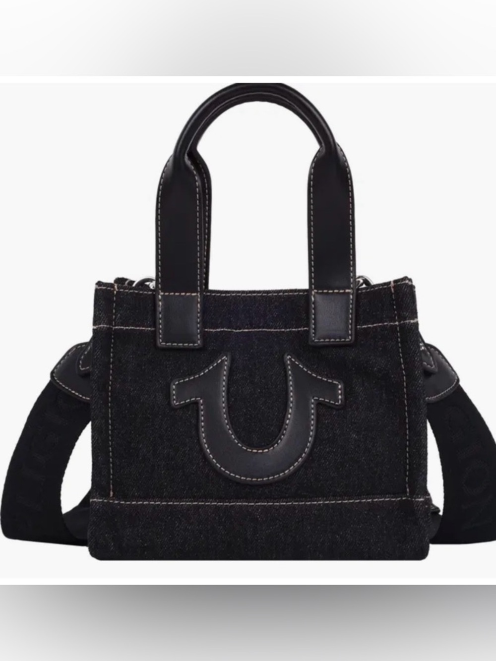 Mini Denim Tote Black Denim Shoulder Bag True religion NWOT